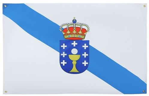 AZ FLAG Bandera Galicia 150x90 cm Gallega Poliéster Ligero 4 Ojales | Uso interior Enseña costuras dobles y bordes reforzados con ojales metálicos