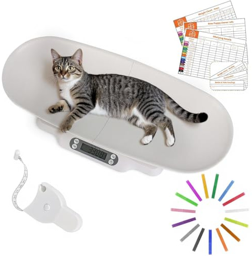 Baby Scales for Weighing - Digital Pet Scales with Tape Measure - Puppy Weighing Scales for Babies, Pets, Cat and Dog or Small Animals | with Collars and Record Keeping Charts | Capacity up to 66 lb