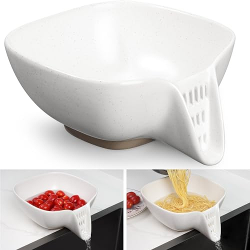 NiHome Multifunctional Ceramic Food Strainer (Gesprenkeltes Weiß)