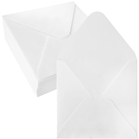 JAGERGREEN Kraftpapier Briefumschläge 155x155 mm Weiß, 50 Stück | 120 g/m² Papier mit Nassklebung. Quadratische Umschläge ohne Fenster für Einladungen, Grußkarten und besondere Anlässe.