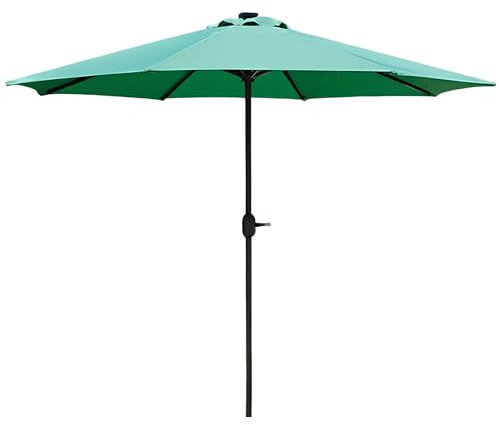 Parasol de Plage Exterieur avec Manivelle Parasol de Jardin avec 8 Baleines en Métal Parasol Balcon pour Patio Piscine Plage Toile Protection UV(Green)