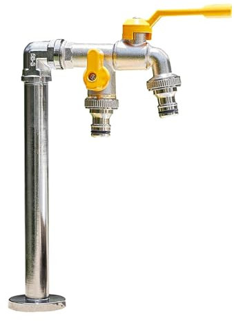 GBPLDMAQ Fuente Jardín de Pie de Columna, Fabricado en Cobre con Grifos para Exterior de Latón, Resistente al Frío y a Las Heladas, Grifo de Agua Montado en el Suelo(32cm/13in)