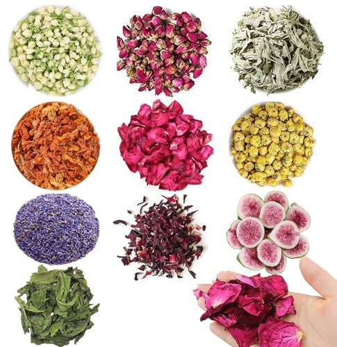 Natürliche Trockenblumen Getrocknete Blumen Kit,10 Packungen Blüten Getrocknete Blütenblätter Kräuter Für DIY Handwerker, Harz Kunst Bad Bomben Seife Kerze Machen (Multi)