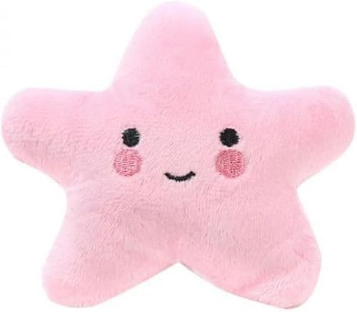 Dwang 1 juguete chirriante de estrella de mar rosa para perros, suave peluche vocal para perros, suministros para mascotas, bichón de peluche, juguetes chirriantes rosados/masticables para razas