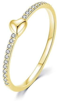 Promise Ring Women Ring Moissanite Damen Gold 14 Karat Gelbgold Au585 Runde Form Moissanit Größe 61 (19.4) Vorsteckring für Damen Elegant Schmuck