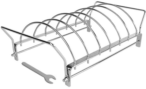 Parrilla para barbacoa de acero inoxidable con 6 ranuras - Accesorio para carne de res de cerdo muslos de pollo ahumadero antióxido