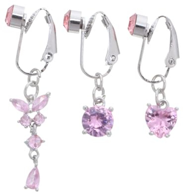 CIMAXIC 3 Pièces Bijoux Nombril Faux Piercing pour Femmes Anneaux Cœur Zircon Confort Peau Sensible sans Perçage Accessoires Mode Décontractée