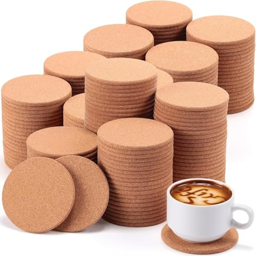 100 Stück runde Korkuntersetzer, 9 cm Wiederverwendbare Kork untersetzer, Kork Glasuntersetzer geeignet für Haus, Büro, Bar, Restaurant