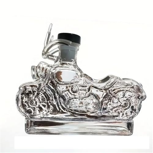 Generisch Glasflasche Motorrad Whisky Dekanter, Glas Motorrad Whisky Weinflasche, Lustige GeträNkeflasche Für Champagner, Kreative leere Weinflaschen zur Aufbewahrung von Spirituosen (1)