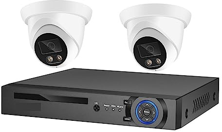 Di Telecamere Di Sicurezza 8MP 4K POE NVR Kit CCTV Registrazione Audio Outdoor AI Colore Visione Notturna Set Di Telecamere IP For Videosorveglianza Facile Da Installare(None,4CH NVR and 2 Camera)