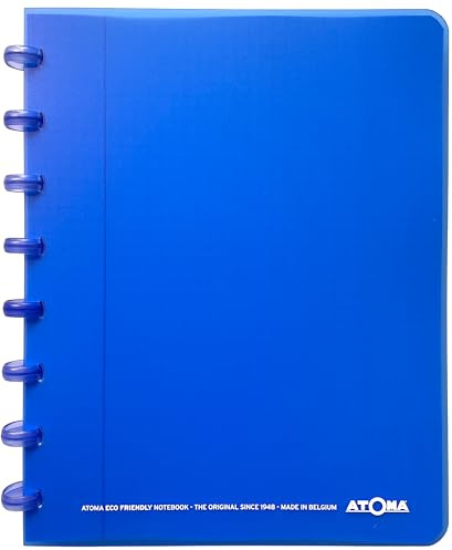Atoma - Notizbuch A5 mit Ringen – 72 Blatt abnehmbar (144 Seiten) mit Rand – Deckel aus recycelbarem Polypropylen (blau – kariert (5 x 5 mm))