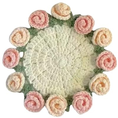 JTQYFI Kit sottobicchieri all'Uncinetto con Bouquet Rose Starter sottobicchieri Fiori per la Decorazione Domestica Kit sottobicchieri all'Uncinetto
