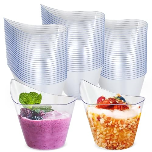 SLTAXAR 75 Stück Dessertgläser Plastik 200ml Dessertbecher Wiederverwendbar Dessert becher Plastic Reusable Dessertschalen Eisbecher Fingerfood Schalen Plastikbecher für Pudding Mousse Eis Party