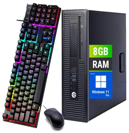 HP ProDesk 600 G1 SFF Ordenador de Sobremesa, Intel Pentium G3420 3,2GHz, 8GB de RAM, 240GB SSD, VGA, Teclado QWERTY de EE. UU., Ratón, USB WiFi, Windows 11 Pro (reacondicionado)