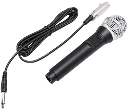 Denash Microfono, Microfono Dinamico Cablato Portatile con Cancellazione Intelligente del Rumore e Plug Play per Karaoke, Canto, Registrazione, Riunioni di Performance All'aperto a