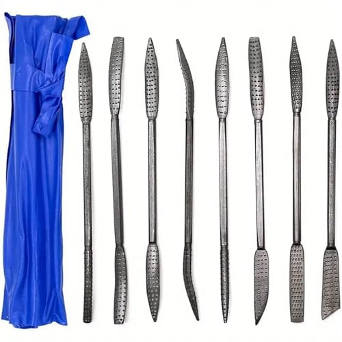 VIDOO 8-Delar Dubbelsidigt Träslipset Metallraspar Specialverktyg för Formning och Ytfinish Snickeri