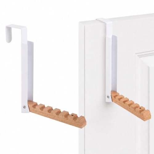 2 Stück Kleiderhaken Klappbar,Kleiderhaken Tür,Türgarderobe Zum Einhängen | Zum Einhängen an Türen mit bis zu 2 cm Falz; Metall-Holz-Konstruktion lässt sich bei Nichtgebrauch einklappen.