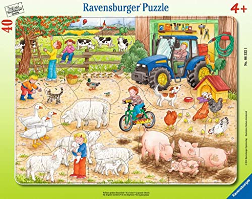 Ravensburger Kinderpuzzle - 06332 Auf dem großen Bauernhof - Rahmenpuzzle für Kinder ab 4 Jahren, mit 40 Teilen