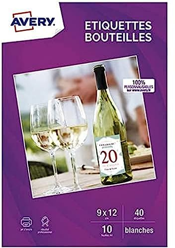 AVERY - 40 selbstklebende Etiketten für Flaschen, Format 90 x 120 mm, Tintenstrahldruck