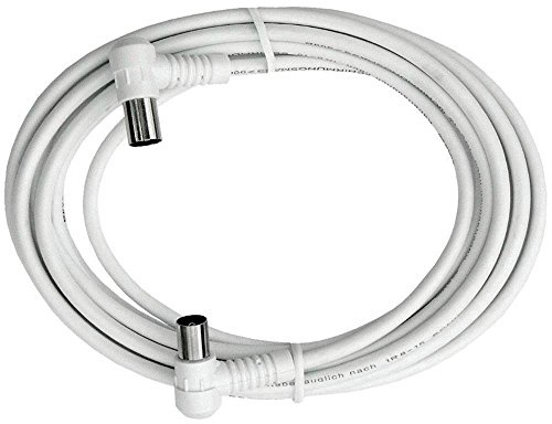 Axing BAK 753-00 anslutningskabel IEC, koaxvinkelkontakt med koaxkoppling, högskärmad (7,5 m) vit