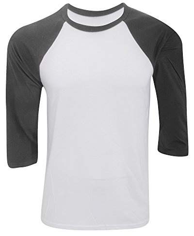 T-shirt de base-ball à manches 3/4 pour hommes - Blanc - Large