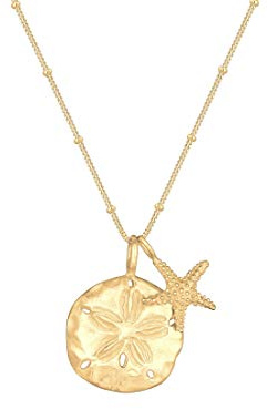 Elli Halskette Damen mit Seestern und Blumen Plättchen Summer-Vibes in 925 Sterling Silber 45 cm Länge