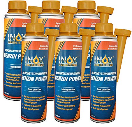 INOX® Benzin Power Additiv, 6 x 250ml - Benzinsystemreiniger Zusatz für alle Normal- und Superbenziner