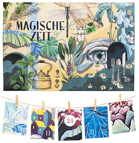 Tiempo mágico- Calendario de Adviento de semillas orgánicas- El maravilloso mundo de las hierbas - 24 sobrecitos de papel para el calendario de Adviento con semillas de hierbas culinarias, especi