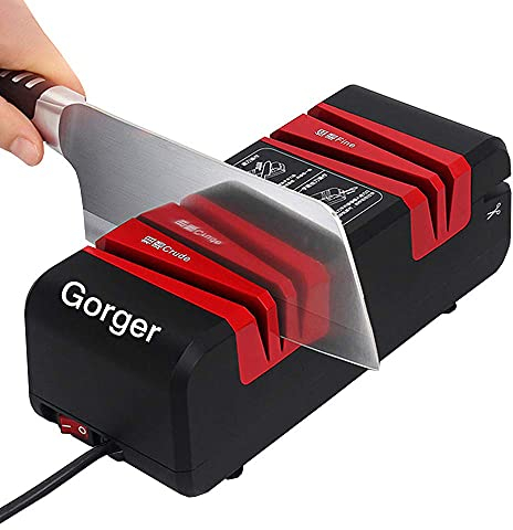 Affilacoltelli Professionale, Affilatura Grossa, e fine, affilacoltelli con design antiscivolo ed ergonomico per riparare e ripristinare le lame Sicuro E Facile Da Usare,Affilacoltelli elettrico