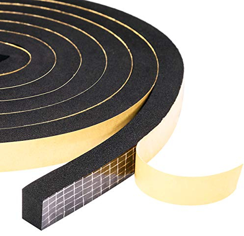 Yotache Moosgummi Dichtungsstreifen Kompriband 12mm(B) x 10mm(D) Isolierband Fenster-Türdichtung Gummidichtung Schallschutz Foam Tape (2 Rollen je 2m lang)