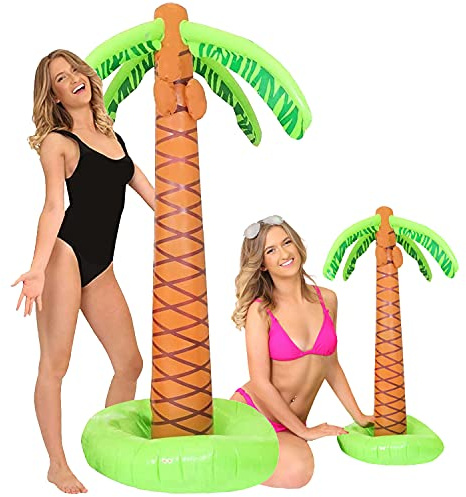 I LOVE FANCY DRESS LTD Aufblasbares Palmenbaum-Set – 1 x 182 cm Palme + 1 x 91 cm Palme – Pool-Party-Dekoration, tropische Hawaii-Party-Requisite.
