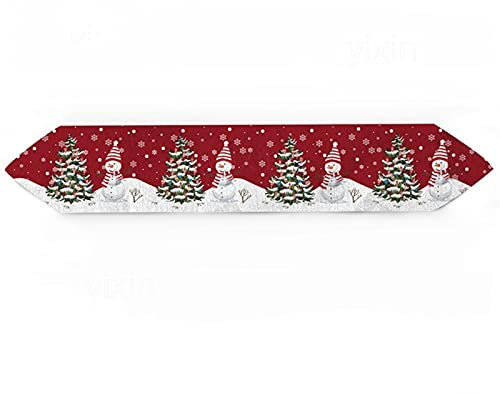 Banemi Tischläufer Herbst, Klare Tischdecke Rot Schneemann Bettwäsche aus Baumwolle 41X183cm Dekostoff Hochzeit