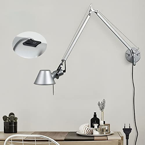 Wandleuchte Innen Vintage Mit Schalter Wandlampe Industrial Design Schwenkarm Langer Arm Wandbeleuchtung Retro Mit Stecker Und Kabel Verstellbar Wand Leselampen Schlafzimmer Nachttischlampe E27