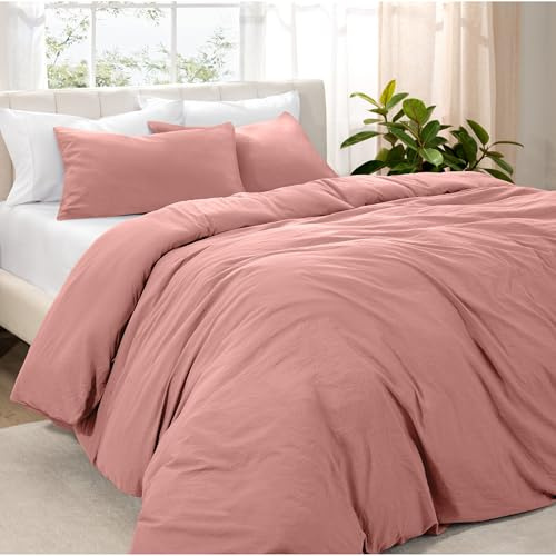 Bare Home Duvet Cover Set Emperor Size - Premium 1800 Ultra-Soft Duvet Cover Set - Lightweight - Cooling Duvet Cover - Bed Duvet Cover with 2 Pillowcases (Emperor, Sandwash Dusty Rose)