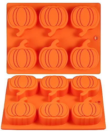 Webake Silikonform Herbst 2 Stück Kürbis Muffinform Silikon Seifenform | Silikonformen Herbst Thanksgiving Muffin Backform Kürbis Klein Kuchenform Kürbisform für Pudding, Muffin, Kuchen