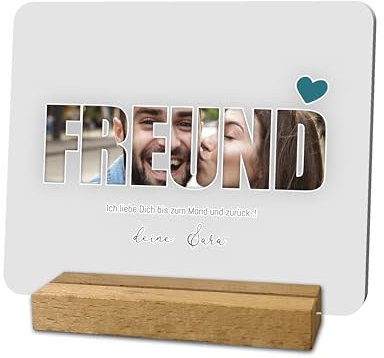 codiarts. Foto Geschenk Acryl Glas Bild personalisierbar mit eigenem Foto und Text, DIN A4 oder A5, optional mit Sockel als Fotogeschenk personalisiert für Sie und Ihn (006 FREUND)