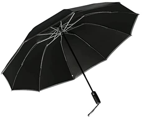 IRYZE Windsicher Regenschirm Rückwindfester Regenschirm Automatischer Taschenschirm Golfschirm Regenschirme Schirm Sturmfest (Color : Nero)