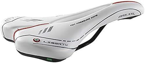 CUCUBA Sattel Montegrappa mit Loch Anti-Prostata für Rennrad, Trekking, Cross und MTB, aus Kunstleder, Modell Maxx Liberty, Weiß