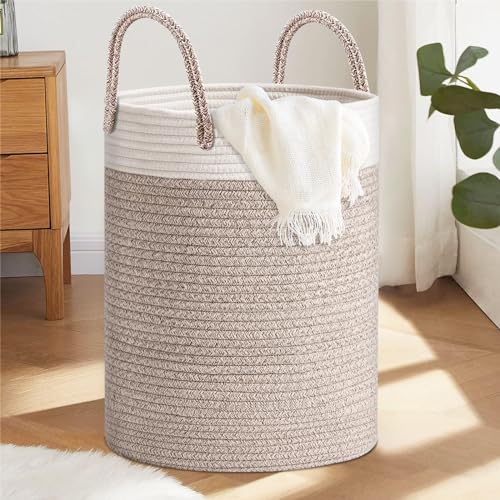 ZLPBAO XXL Cesto Portabiancheria Sporca Intrecciato in Cotone con Manico, Portabiancheria Grande, Cesto Portabiancheria Pieghevole Cesta Panni Sporchi per Lavanderia Bambini Bagno Giocattoli Coperte