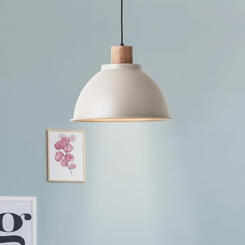 Lightbox moderne Hängelampe in Hellgrau - 120 cm, Ø 38 cm - skandinavische | Hängelampe, kürzbar, 120 cm Höhe, Ø 38 cm, E27, max. 60 W, taupe