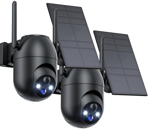 Security Camera Outdoor Wireless - Solar Camera House Security 360° PTZ Battery Operated CCTV VIMKIM Camera Pir Motion Detection 2-Way Audio Colorful Night Vision IP65 Weatherproof