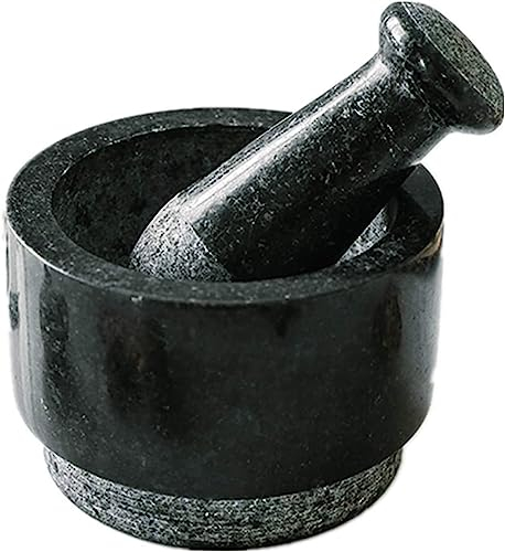 Mortero con Mano, Juego de mortero y mazo Molinillo de piedra for especias Suministros de cocina Mortero y mazo de guacamole, Juego de mortero y mazo de mármol de 5.3 pulgadas, Cuenco de guacamole-2 t