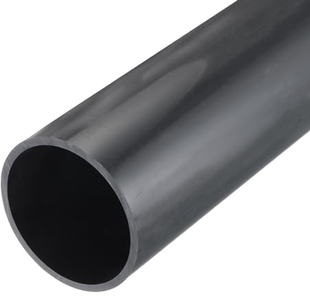 sourcing map 3.5 Inch PVC Rigid Tube Round Pipe Hardware Tubing 81.4mm ID 90mm OD 350mm Dark Grey High Impact for Water Pipe Cable Sleeve