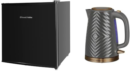 Russell Hobbs RHTTLF1B 43L Table Top F Energy Rating Fridge Black & Groove Electric 1.7L Cordless Kettle