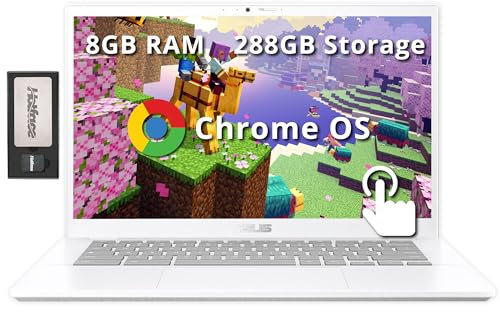 ASUS Chromebook Plus - Laptop con pantalla táctil FHD de 14 pulgadas, Intel i5 1335U, 8 GB LPDDR5, 288 GB de almacenamiento (SSD de 128 GB + juego de estación de acoplamiento de 160 GB), cámara FHD,