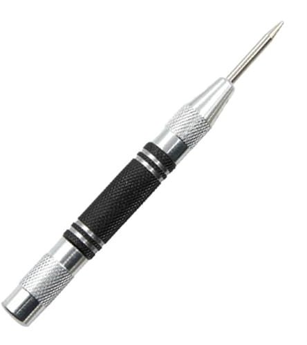 128mm Woodworking Center Punch Automatic Spring Locator Glass Striker Broken Window Silver Black Automatic Sample Punch Tool