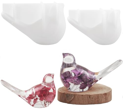 Lot de 2 moules en silicone en forme d'oiseau 3D en résine époxy pour décoration murale de bureau