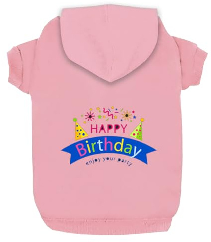Izefia Kapuzenpullis für Hunde Kapuzenpullis für Kleine Hunde Kleidung Happy Birthday Geschenk Fleece Pullover Winter Sweatshirt Warme Baumwolle Hund Kapuzenpullis für Kleine Hund Mittlere Hund Katze