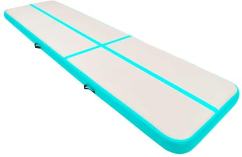 Somanki Aufblasbare Gymnastikmatte mit Pumpe, Turnmatte, Gymnastics Mat, Tumbling Matte, Airmatte, 800x100x15 cm PVC Grün