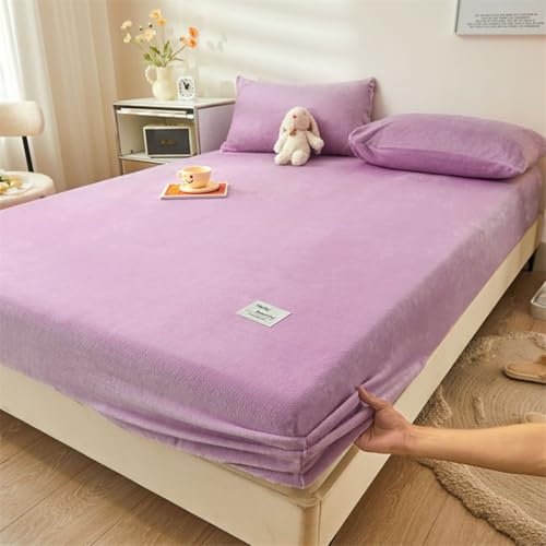 Spannbettlaken 200x220cm, Lila Spannbetttuch Volltonfarben Milchfaser Spannbettlaken